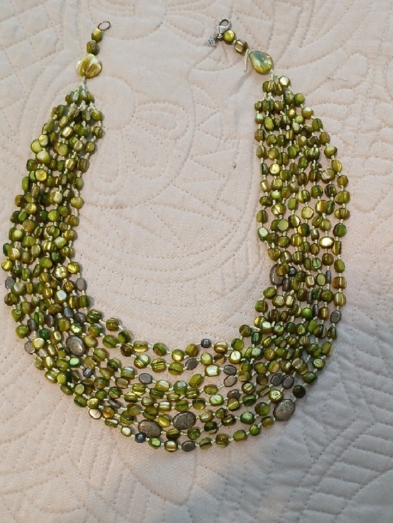 Silpada Jewelry - Silpada Retired Multi-Strand Olive and Moss Green Mother Of Pearl Bead Necklace